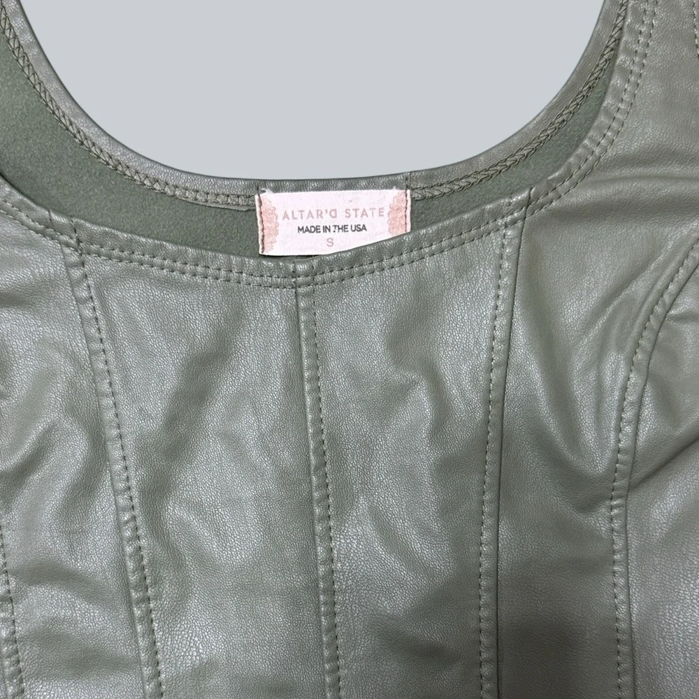 Altar’d State Brooklyn Leather Top – Green - Picture 2 of 4